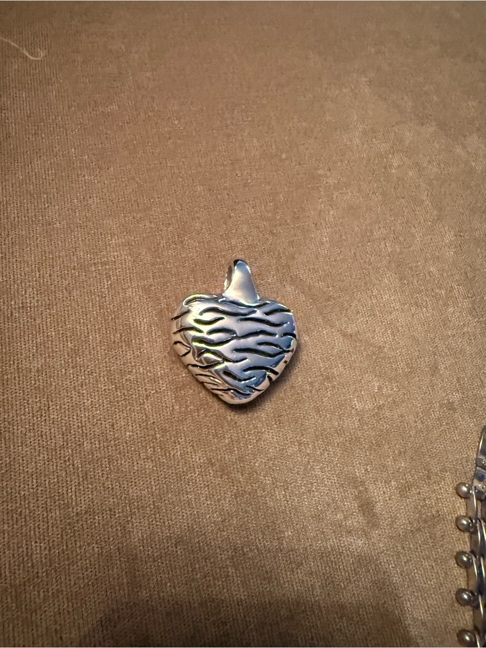 Sterling Silver Heart Pendant Necklace Charm - Textured Heart Design